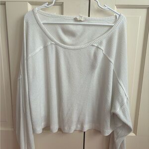 Altard State White Ribbed Long Sleeve Top